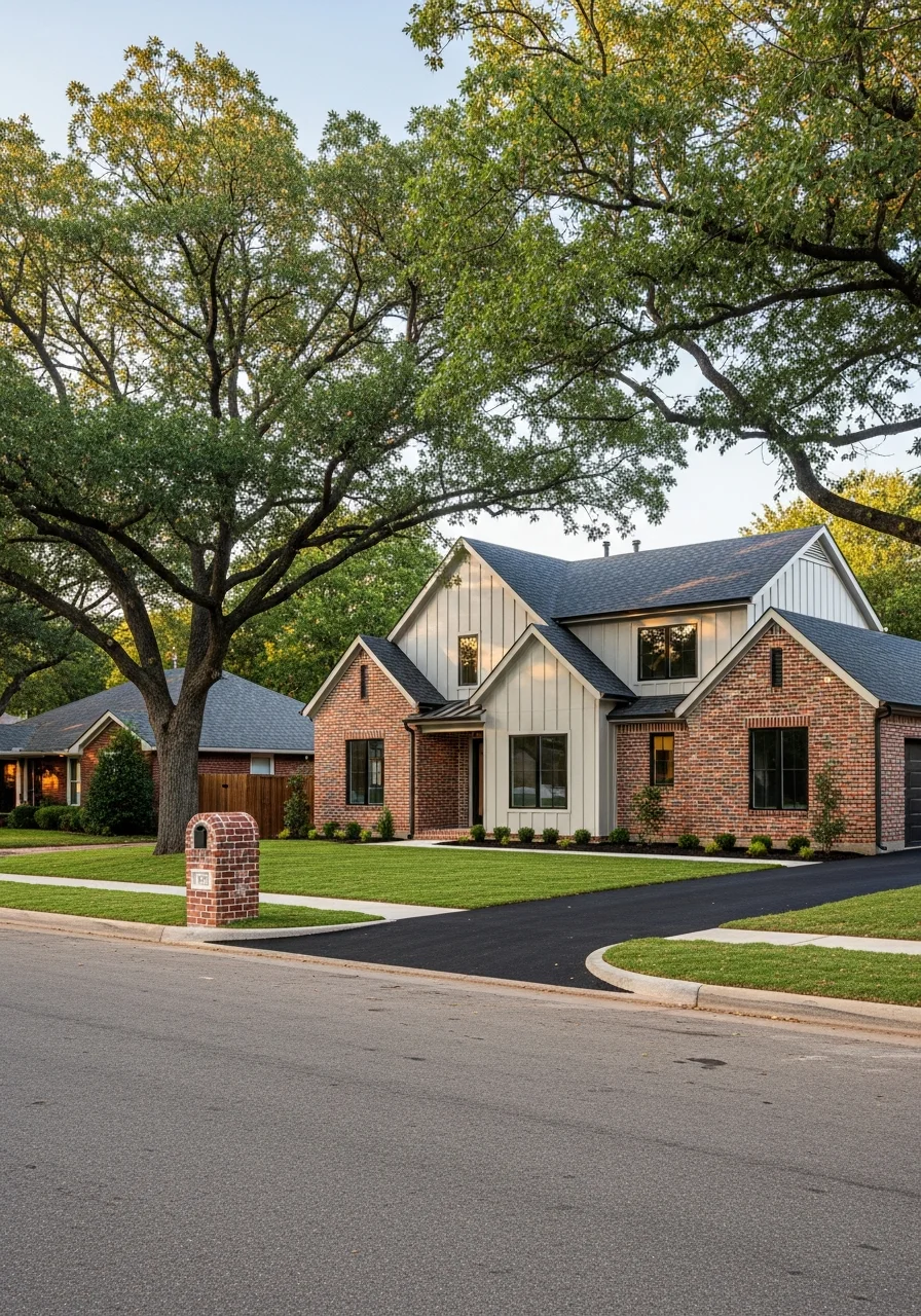 Detailed view of an Edmond home exterior showing quality construction and neighborhood character.