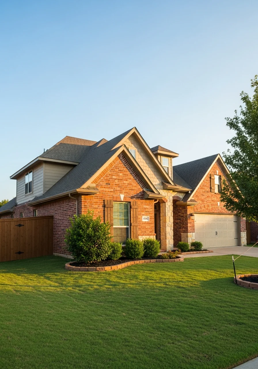 Close-up of a Midwest City home exterior showing residential construction and local property style.