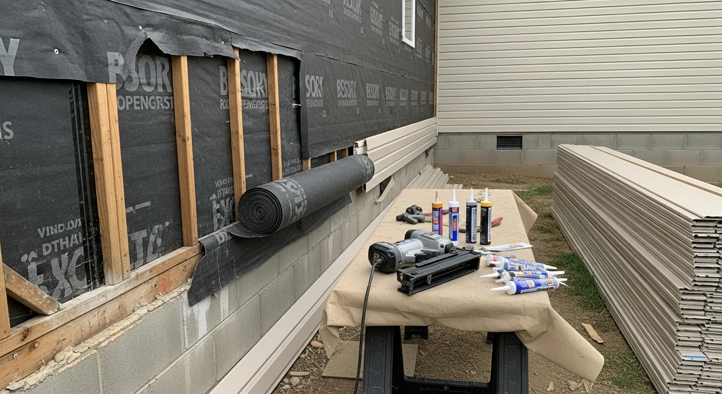 Freshly installed exterior siding on a single-family home in Oklahoma City, OK, showing clean panel lines and sealed trim around windows. The completed replacement covers the full front elevation of the house with no visible gaps or damage.